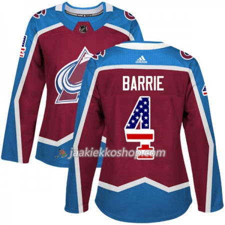 Nainen NHL Colorado Avalanche Pelipaita Tyson Barrie 4 Adidas 2017-2018 Burgundy Punainen USA Flag Fashion Authentic